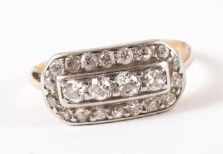 Appraisal: K yellow and white gold three row Old European cut