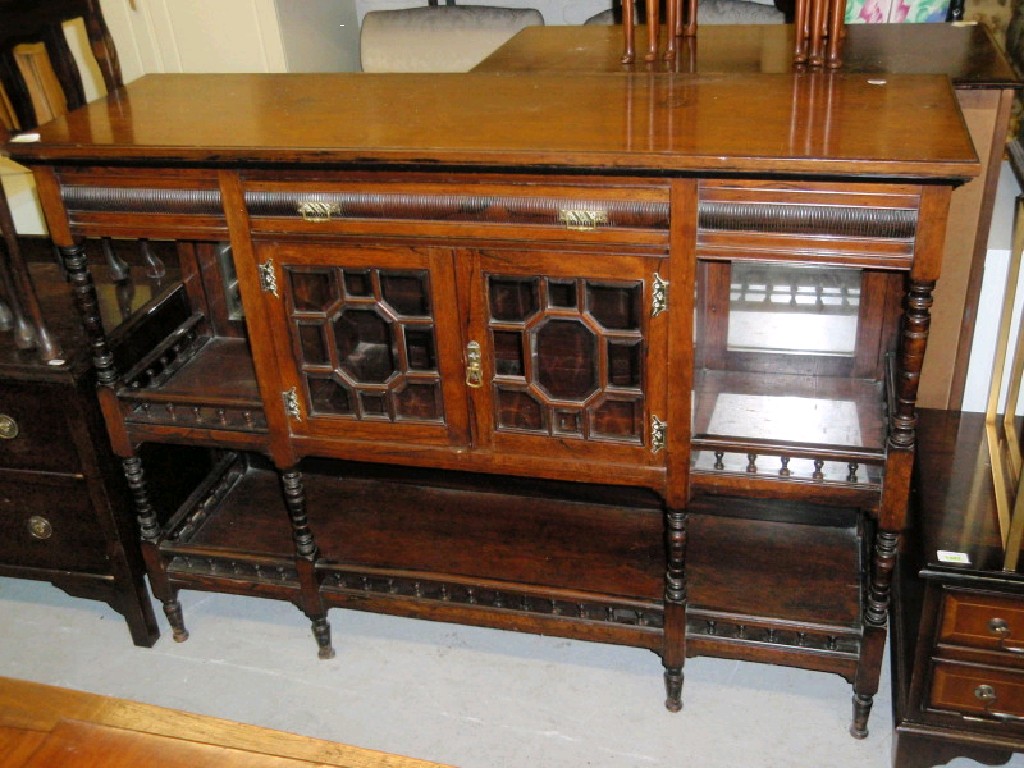 Appraisal: A late Victorian rosewood side cabinet fitted with a drawer