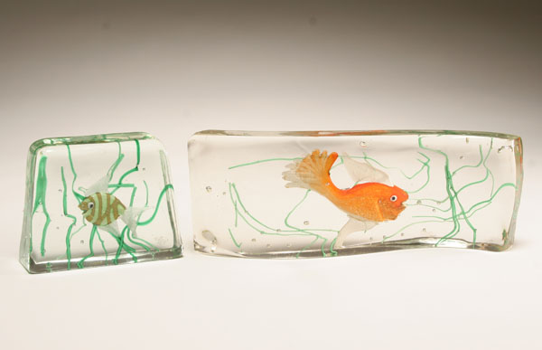 Appraisal: Two Barbini for Cenedese Murano art glass aquarium blocks internally