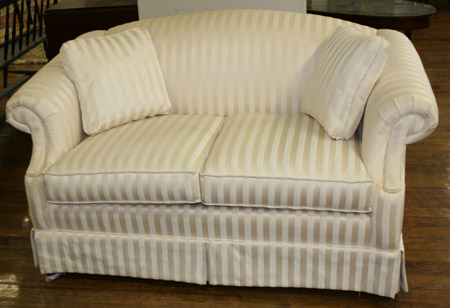 Appraisal: Pair of Loveseats Hickory-Fry Furniture Co Modern Having white striped