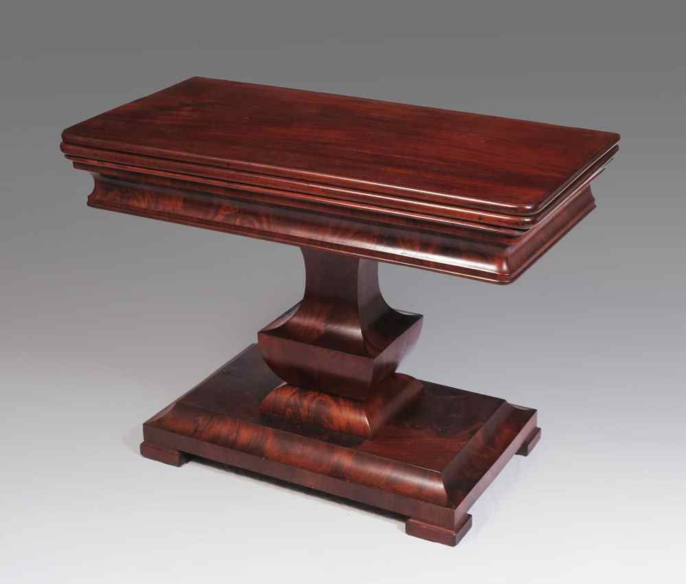 Appraisal: EMPIRE STYLE FLAME GRAIN MAHOGANY GAME TABLE Richly grained mahogany