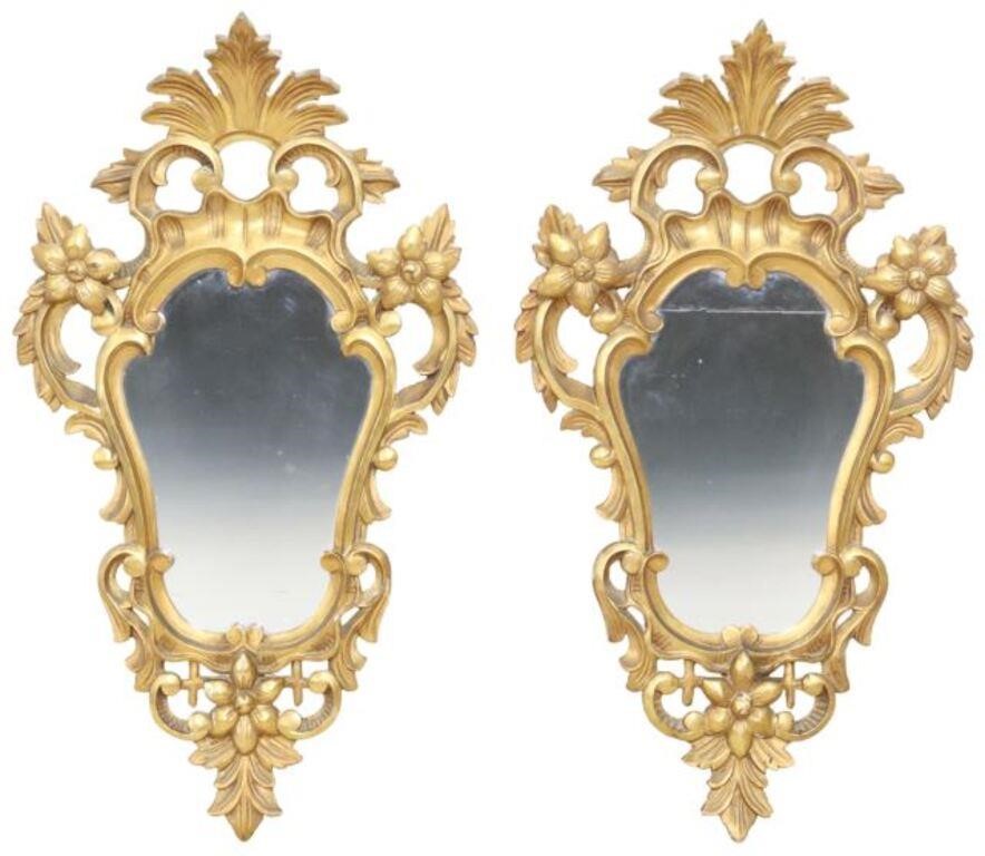 Appraisal: pair Louis XV style giltwood wall mirrors early th c