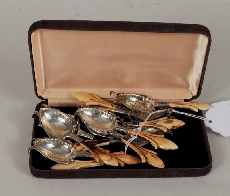 Appraisal: Set Ten Antique Sterling Brandy Warming Spoons Set of ten