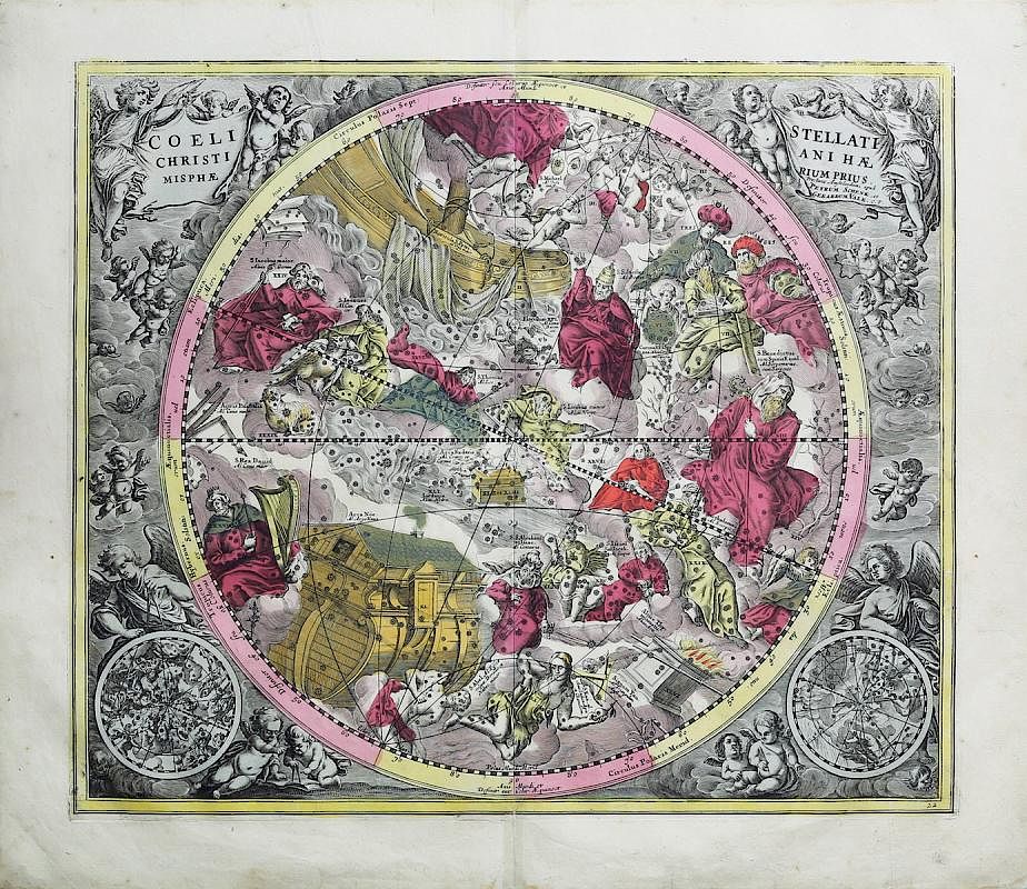 Appraisal: Colorful Celestial Charts by Andreas Cellarius Coeli Stellati Christiani H