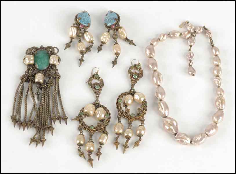 Appraisal: GROUP OF FAUX BAROQUE PEARL JEWELRY Comprised of a necklace