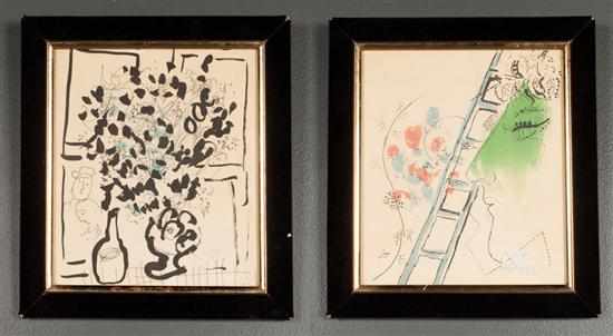 Appraisal: Marc Chagall Russian French - ''Bouquet'' and ''The Ladder ''