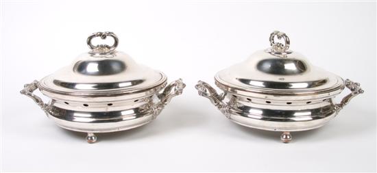 Appraisal: A Pair of Sheffield Plated Entree Dishes Width inches