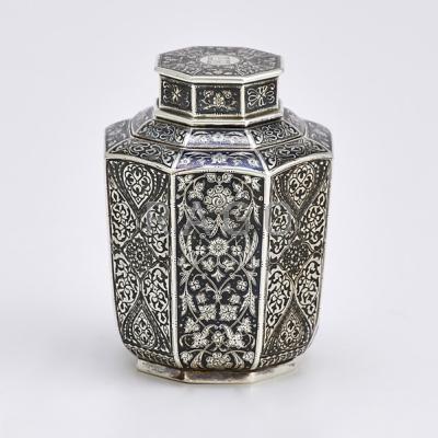 Appraisal: ANTIP KUZMICHEV FOR TIFFANY CO TEA CADDY Silver and Niello