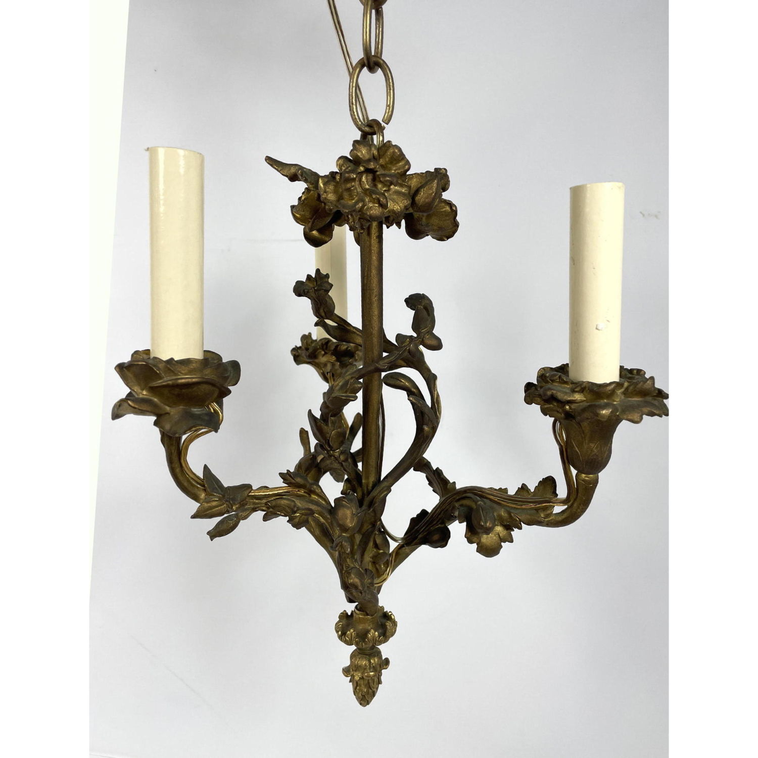 Appraisal: French Bronze Arm Pendant Lamp Chandelier Dimensions H inches W