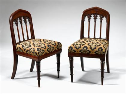 Appraisal: Pair of Classical mahogany side chairs attributed to crawford riddell