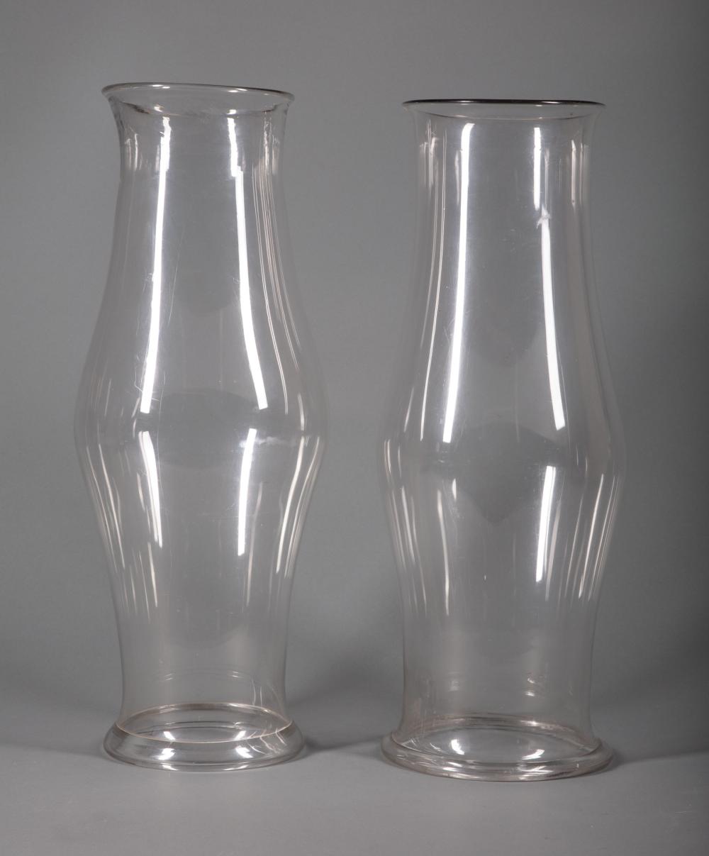 Appraisal: Good Near Pair of American Blown Glass Hurricane Shades early