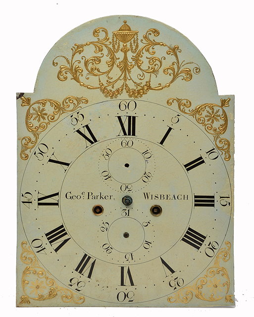 Appraisal: AN EIGHT DAY LONGCASE CLOCK MOVEMENT the arched painted dial