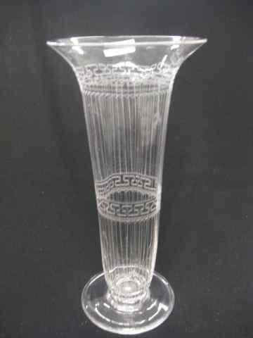 Appraisal: Webb Crystal Vase Greek Key linear design signed trumpet form