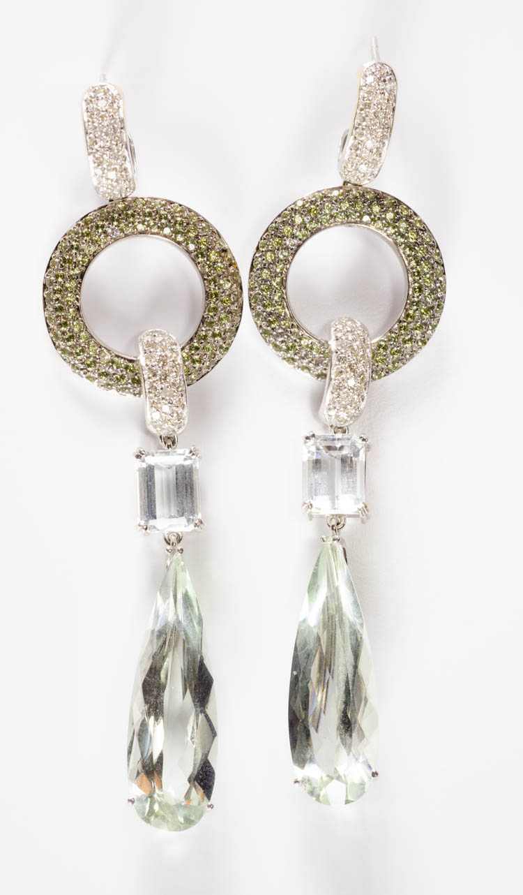 Appraisal: PAIR OF PRASIOLITE AND AQUAMARINE EARRINGS each k white gold