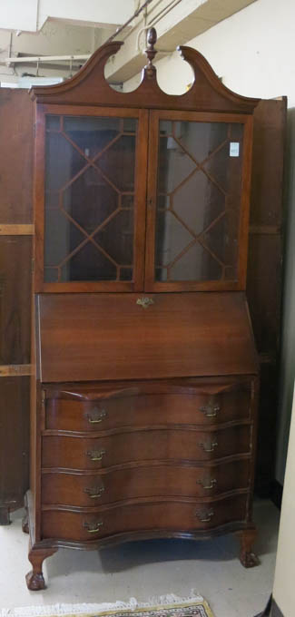 Appraisal: CHIPPENDALE STYLE MAHOGANY SECRETARY BOOKCASE Skandia Furniture Co Rockford Illinois