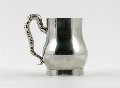 Appraisal: A Chinese silver mug the handle cast as bamboo the