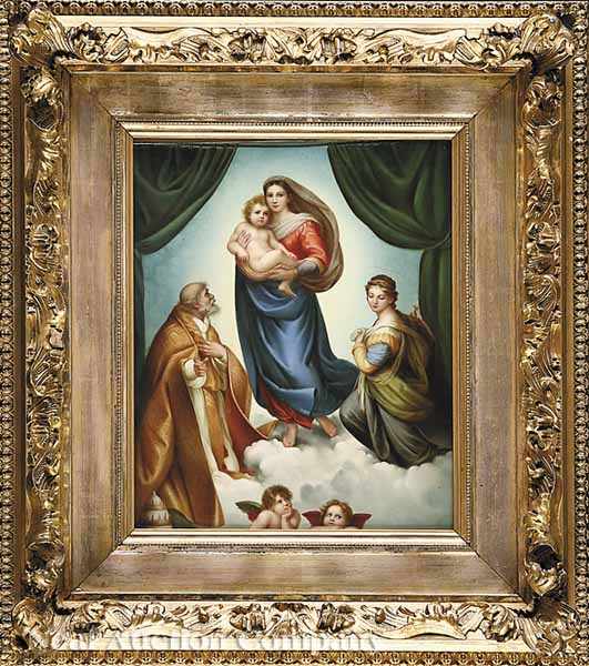 Appraisal: A Continental Painted Porcelain Plaque of The Sistine Madonna th