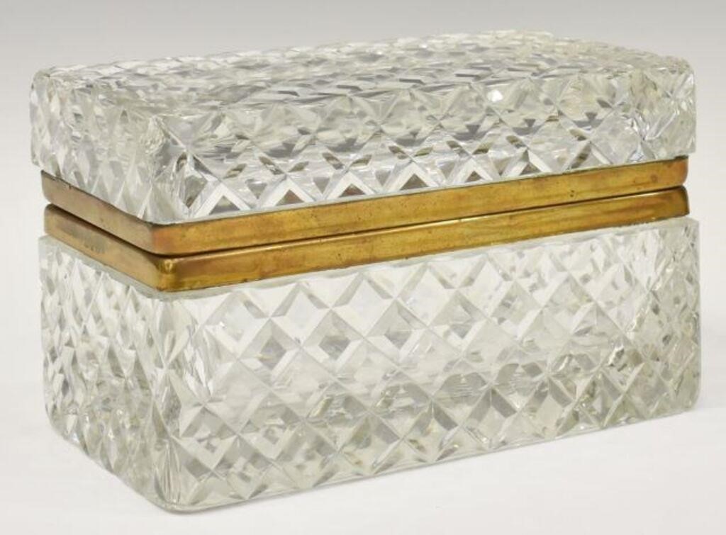 Appraisal: Empire style gilt metal mounted cut glass table box th