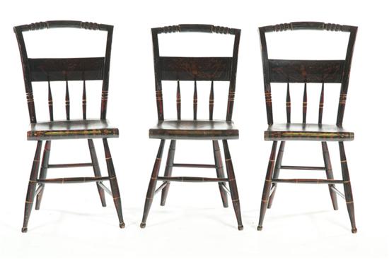 Appraisal: SET OF SIX DECORATED SIDE CHAIRS American mid th century