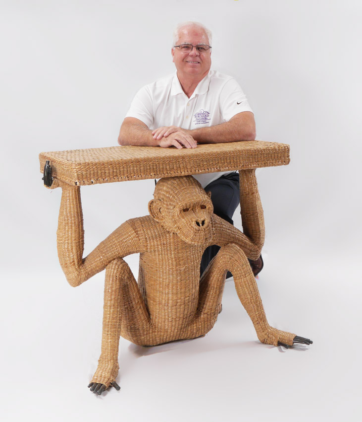 Appraisal: MARIO LOPEZ TORRES WICKER MONKEY TABLE FOR TZUMINDI Woven wicker