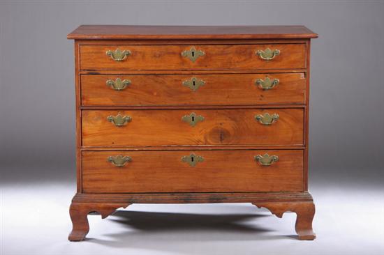 Appraisal: AMERICAN CHIPPENDALE WALNUT CHEST OF DRAWERS Circa Four long graduated