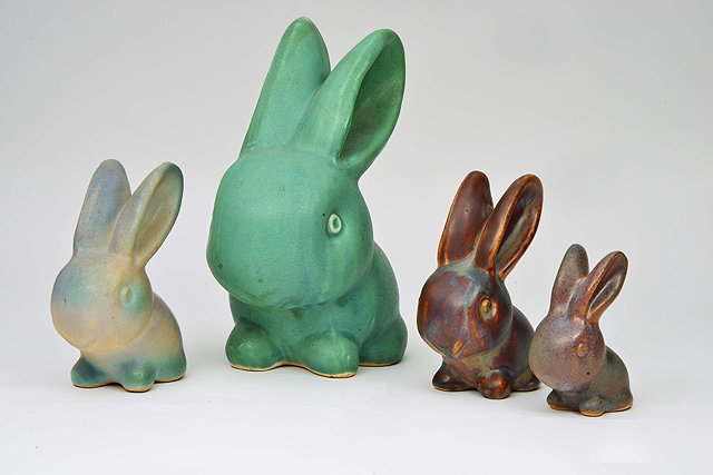 Appraisal: A GROUP OF FOUR BOURNE POTTERY DANESBY WARE RABBITS of