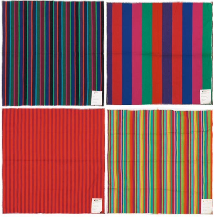 Appraisal: Alexander Girard ''Millerstripes'' fabric samples s group of four shown