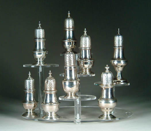 Appraisal: LOT OF STERLING SHAKERS Lot consists of three - marked