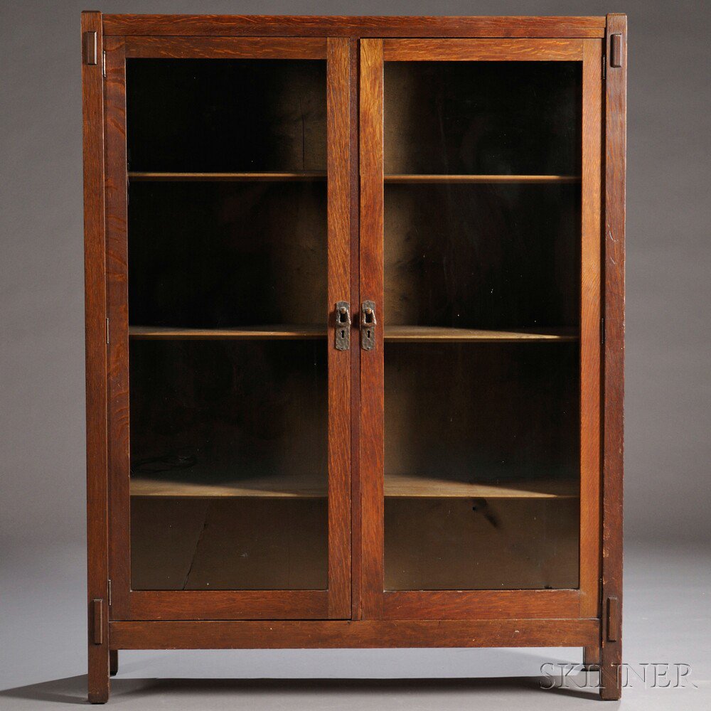 Appraisal: Arts Crafts Two-door Bookcase Attributed to Lifetime Oak Early th