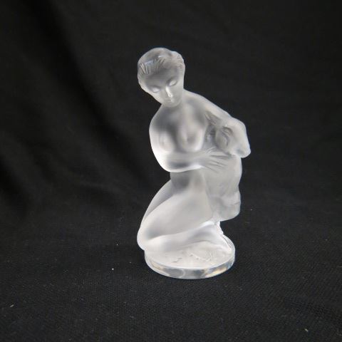 Appraisal: Lalique Crystal Figurine of a Seated Nudewith a goat frosted