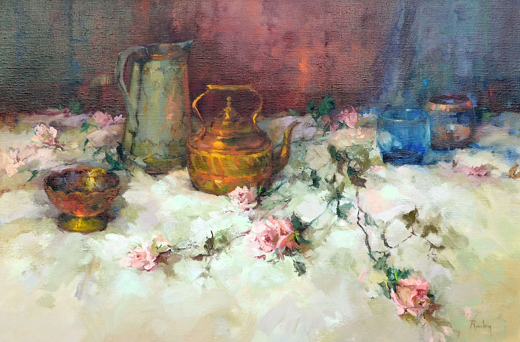 Appraisal: RUBY Claire Hungarian - Exceptional Tabletop Still Life with Roses