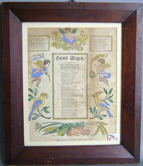 Appraisal: John Ritter printed and hand colored fraktur th c Provenance