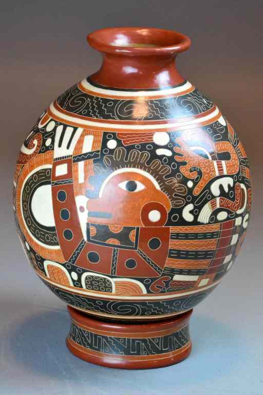 Appraisal: Pablo Isaac Lopez Finely Painted Ceramic JarA San Juan Deoriente