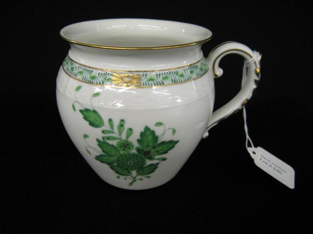 Appraisal: Herend Porcelain Mug green floral oversized tall gold trim excellent