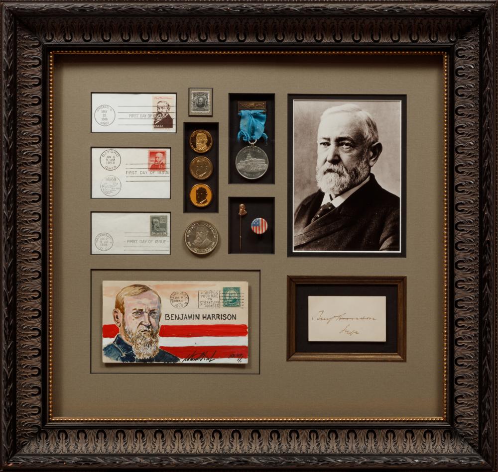 Appraisal: Benjamin Harrison rd US President - shadowbox presentation incl signed