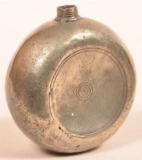 Appraisal: th th Century Unsigned Pewter Disk Form Flask Screw spout