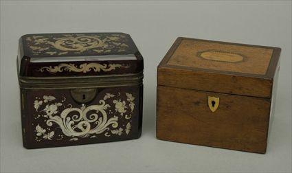 Appraisal: Ruby Glass Box together with a George III Tea Caddy