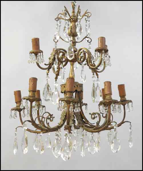 Appraisal: TWELVE-LIGHT BRONZE AND CRYSTAL CHANDELIER '' x '' Condition No