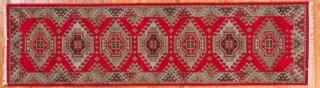 Appraisal: Kazak ' x ' Runner wool pile Kazak runner with