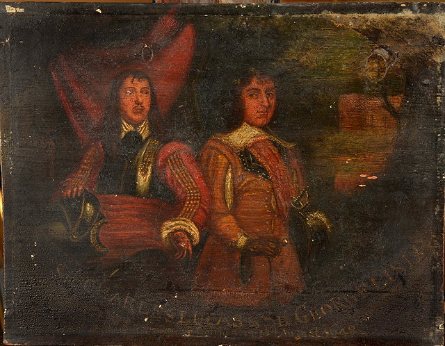 Appraisal: AN ANTIQUE OAK PANEL painted 'Sir Charles Lucas and Sir