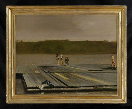 Appraisal: WALTER STUEMPFIG - FLOAT ON THE SCHUYLKILL Oil on canvas