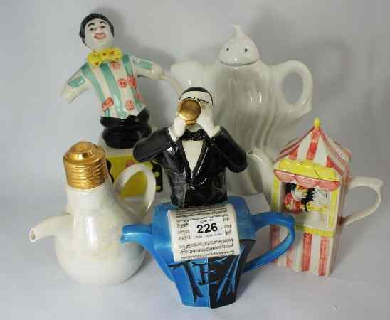 Appraisal: A Collection of Swine Side Ceramics Novelty Teapots comprising Jack