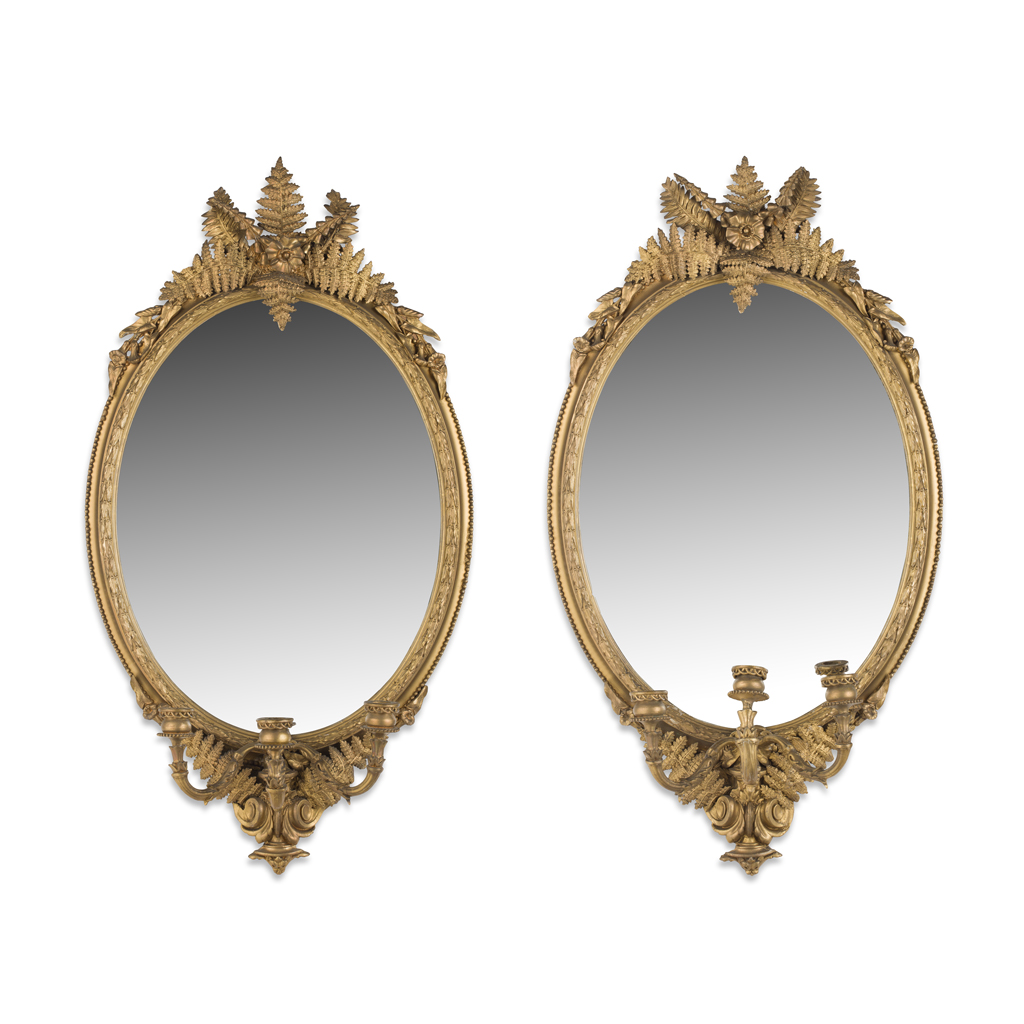 Appraisal: PAIR OF VICTORIAN GILTWOOD AND GESSO GIRONDOLE MIRRORS MID TH