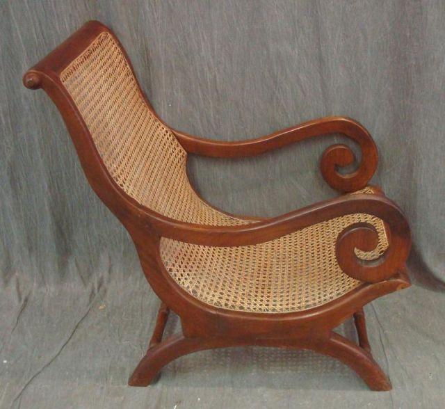 Appraisal: th Cent Cane and Scroll Arm Chair From a Dobbs