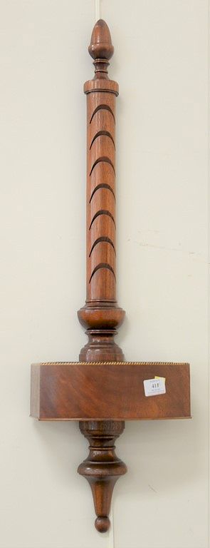 Appraisal: Victorian style mahogany hanging letter rack with columnar black cut