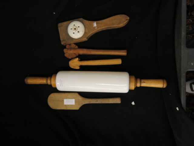 Appraisal: Old Kitchen Utensils pie crimper rolling pin lemon press more