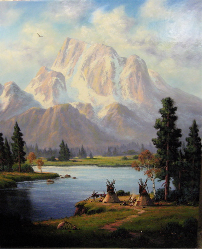 Appraisal: HEINIE HARTWIG oil on Masonite Home Below Mount Moran Jackson