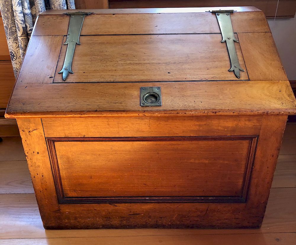 Appraisal: th Century English Teak Wood Slant Lid Trunk Exclusive on