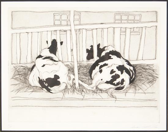 Appraisal: Susan Booth Titus American th century Cows in a Barn