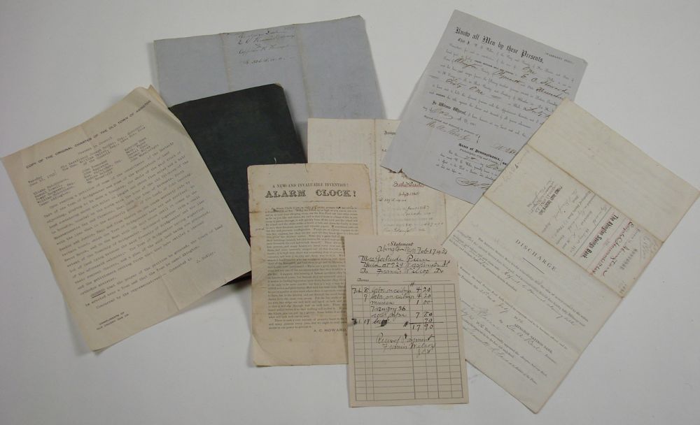 Appraisal: DOCUMENTS AND EPHEMERA RELATING TO ABINGTON MASSACHUSETTS Hobart Aaron A